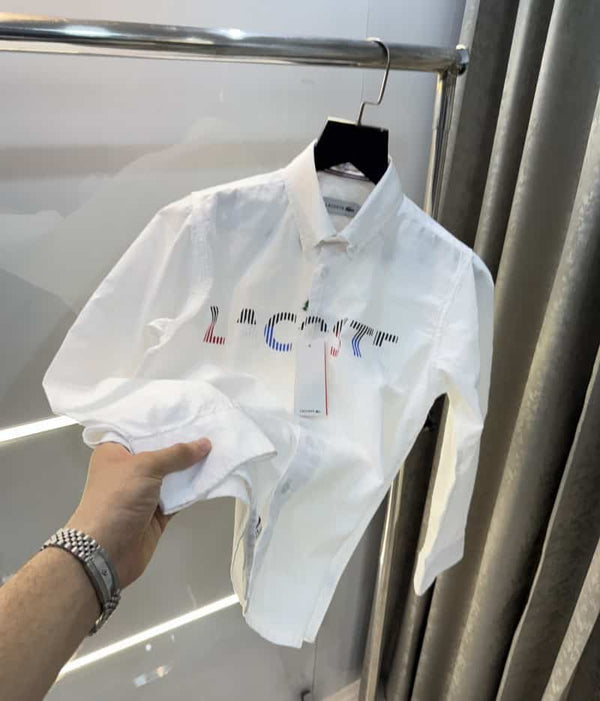 Lacost e White Logo Print Premium Shirt