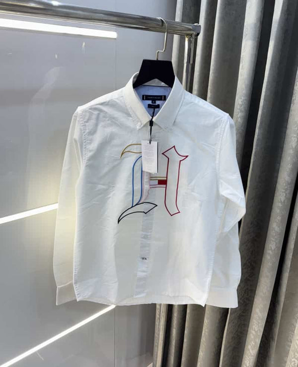 Tommy  White Embroidery Logo Premium Shirt