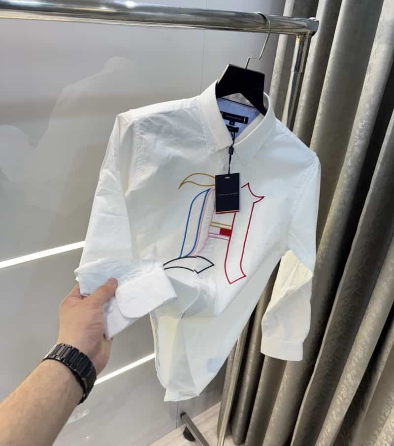 Tommy  White Embroidery Logo Premium Shirt Secondary image
