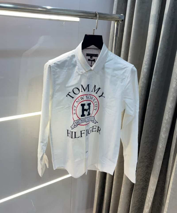 Tomm y Hilfiger White Logo Print Premium Shirt