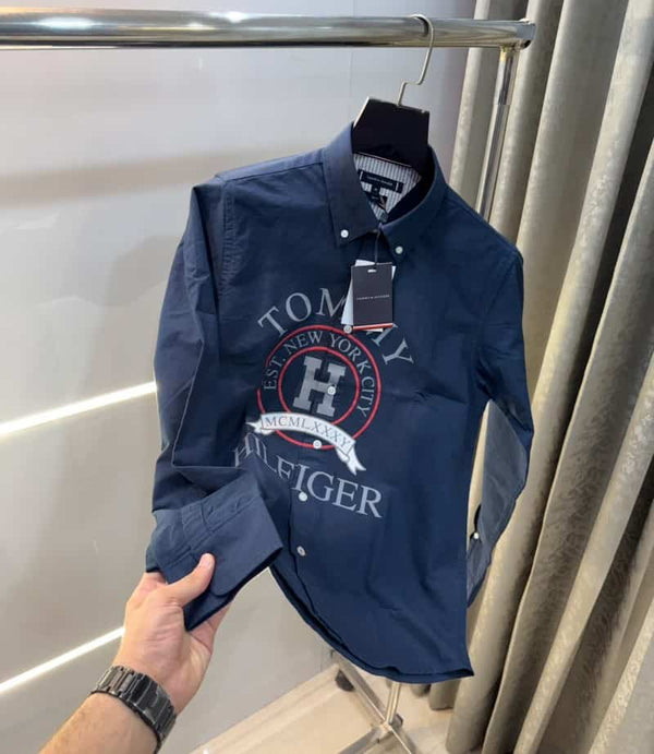 Tommy Hilfiger Navy Blue Logo Print Premium Shirt