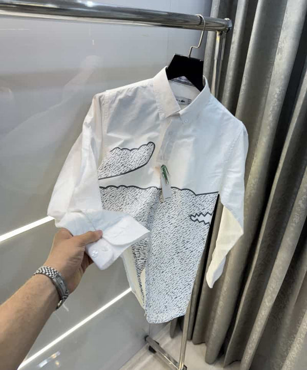 Lacost e White Logo Print Premium Shirt