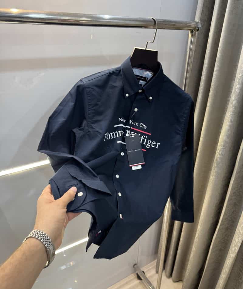 Tommy Hilfiger Navy Blue Logo Print Premium Shirt Main image