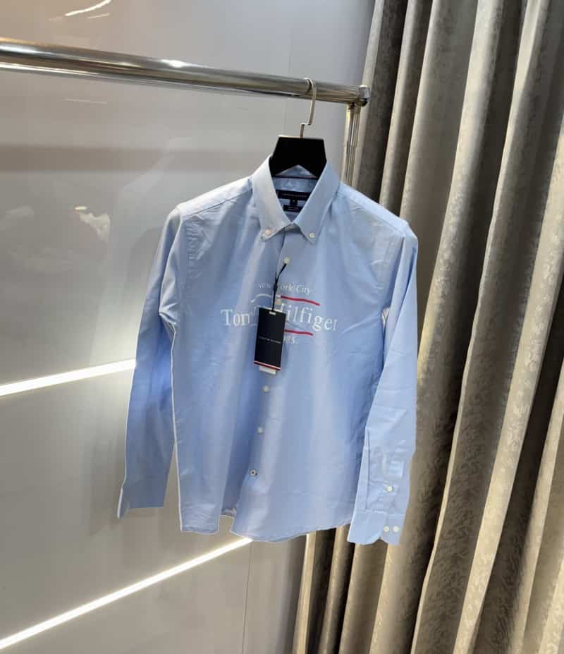 Tomm y Hilfiger Sky Blue Logo Print Premium Shirt