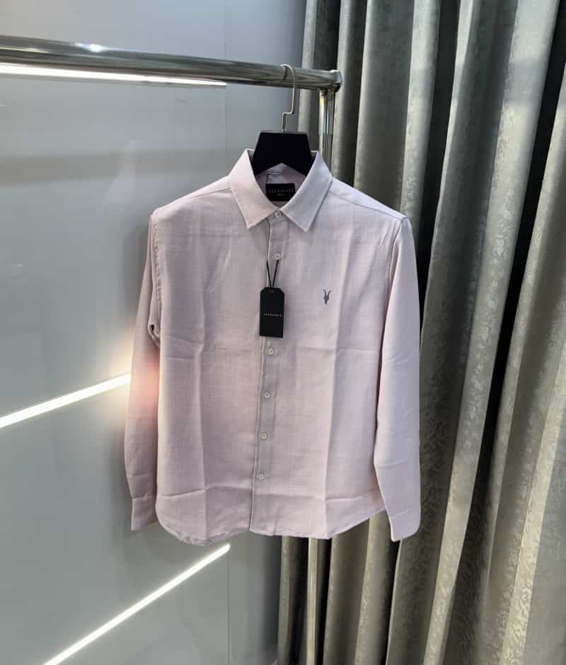 All saints Light Purple Embroidery Logo Classic Shirt