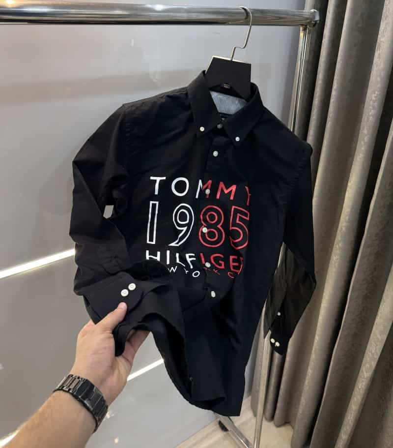 Tomm y Hilfiger Black Logo Print Premium Shirt