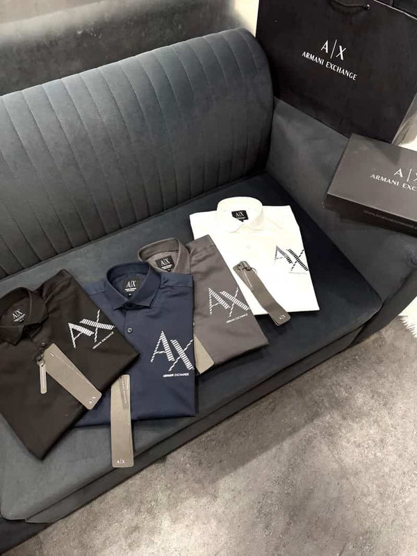 Arman i Exchange Navy Blue Logo Print Shirt With Premium Box Packing And Carry Bag