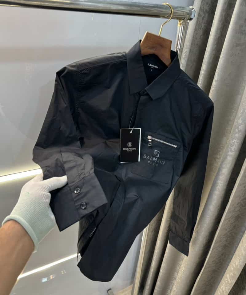 Balmai n Paris BlackA Steel Logo Designer Shirt With Premium Box Packing Main image