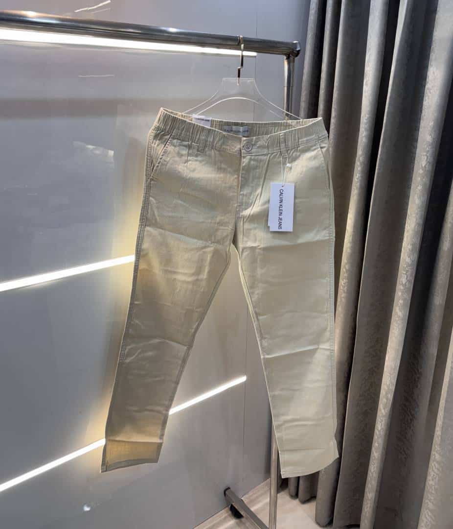 Calvi n klein Cream Premium Classic Linen Trouser Main image