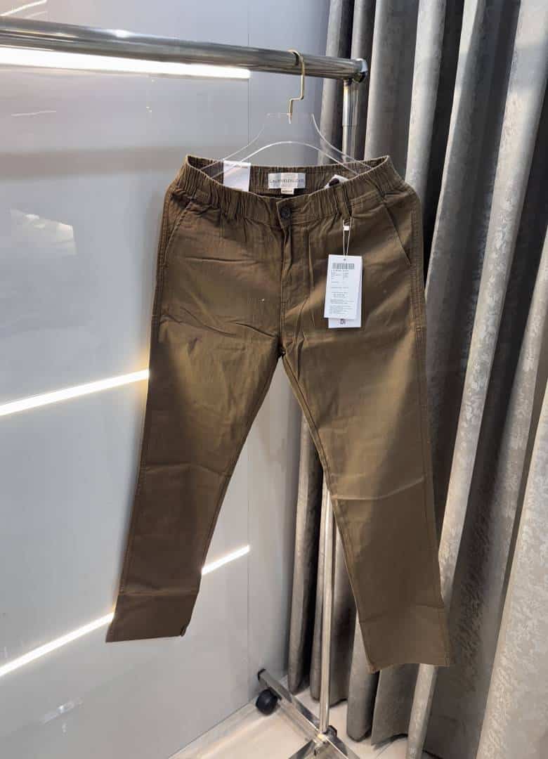 Calvin klei n Brown Premium Classic Linen Trouser Main image