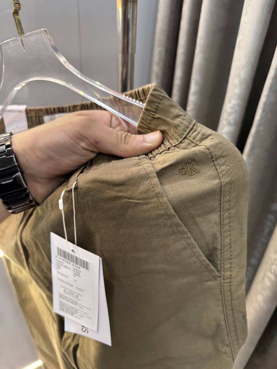 Calvin klei n Brown Premium Classic Linen Trouser
