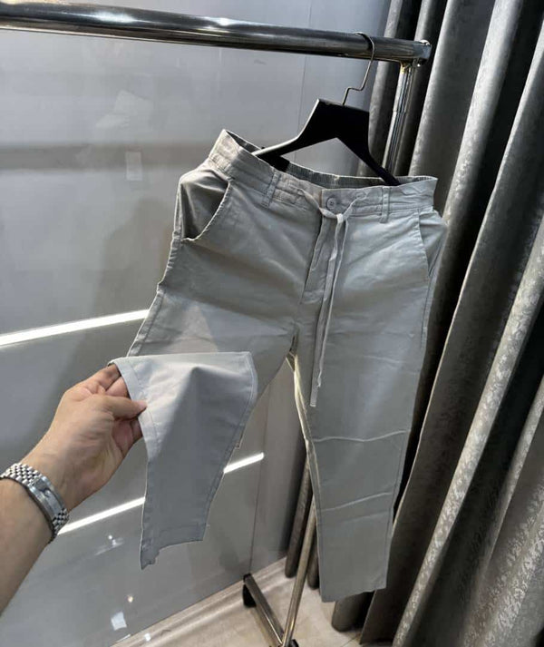 Rare Rabbit Light Grey Premium Classic Cotton Trouser