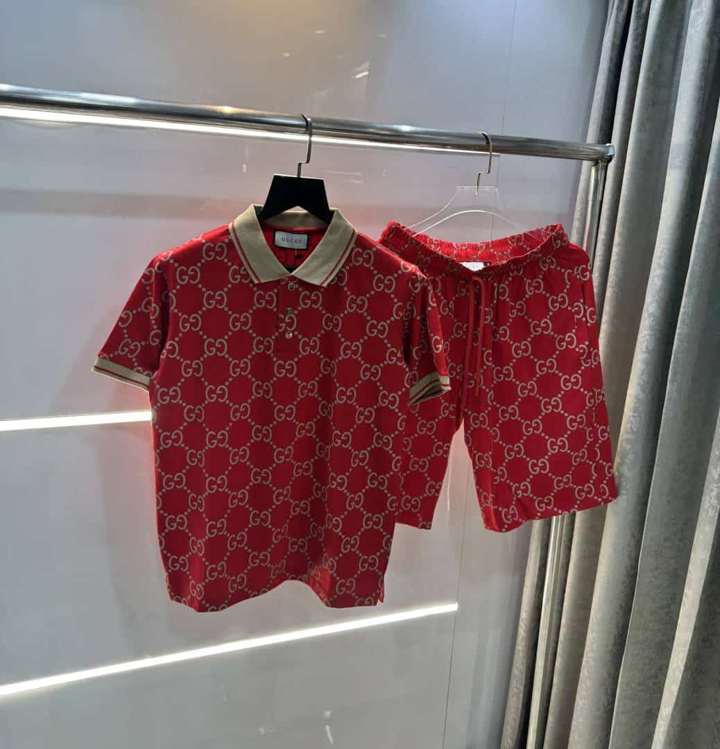 Gucc i Red Monogr·am Print Premium Cord Set