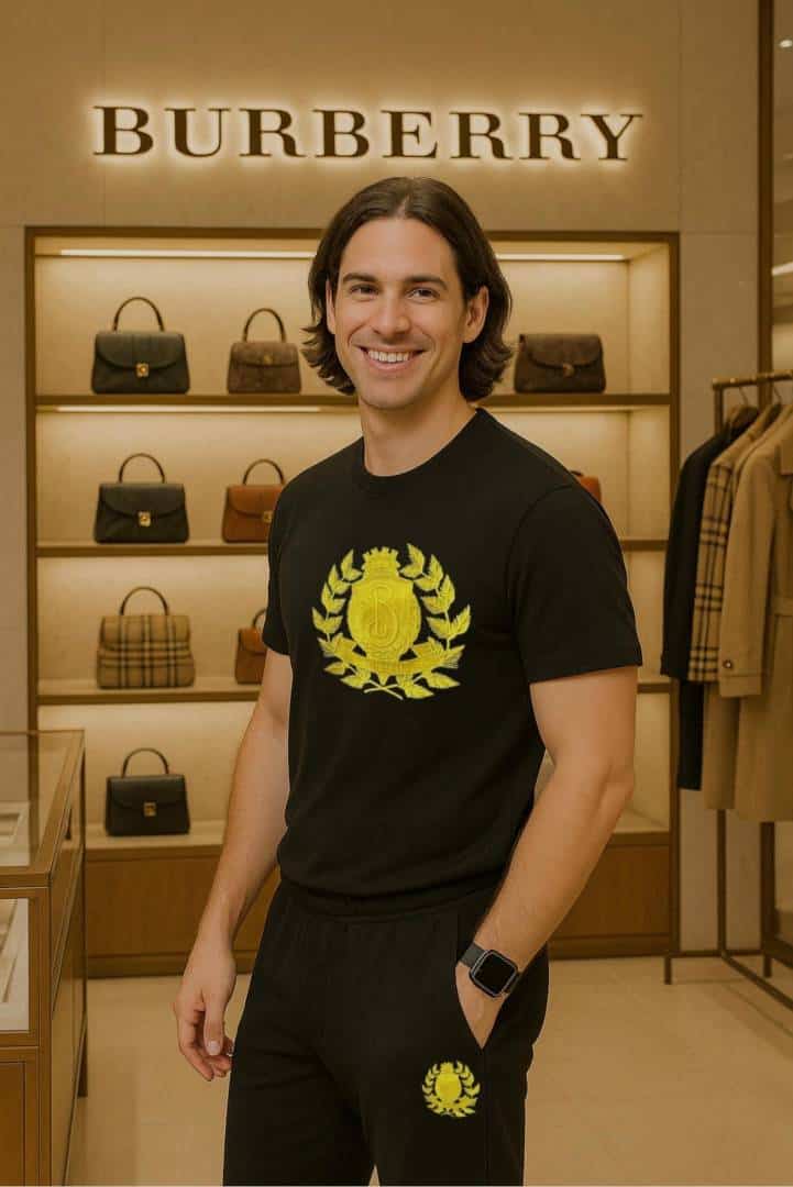 Burberr y Black Embroidery Work Imported Tracksuit With Main image
