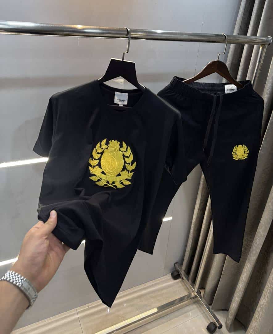 Burberr y Black Embroidery Work Imported Tracksuit With