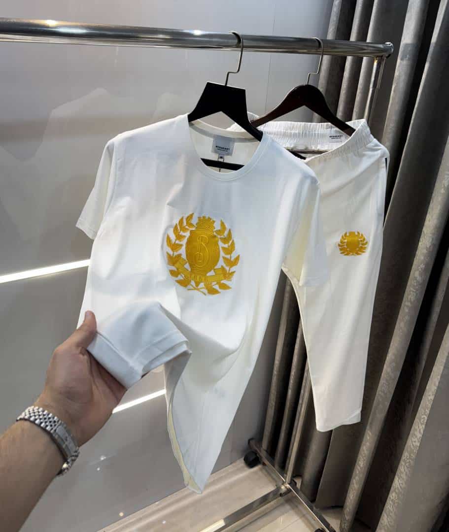 Burberr y White Embroidery Work Imported Tracksuit With