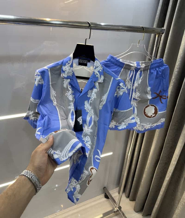 Versac e Couture Blue Printed Imported Cord Set