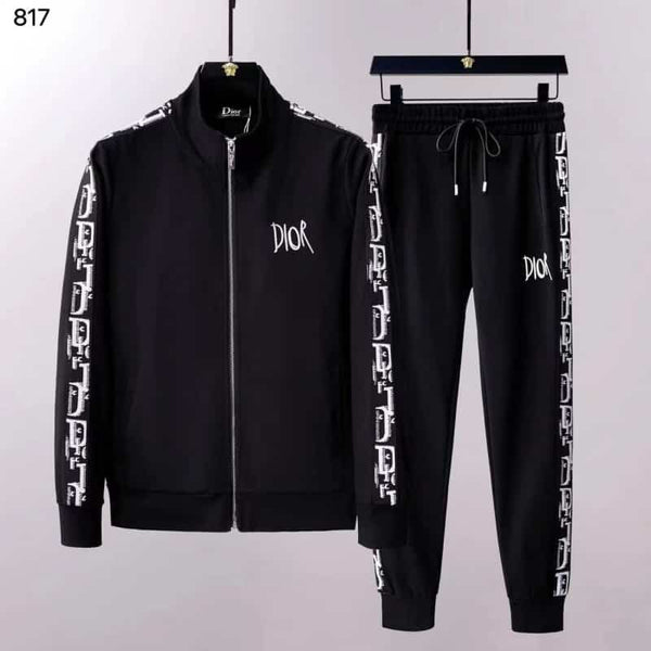 Christian Dio r Black Embroidery Logo Designer Imported Luxury Tracksuit