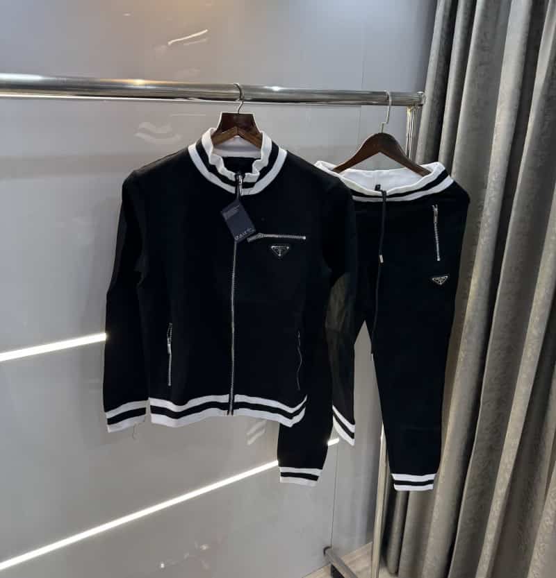 Prad a Milano Black Steel Logo Designer Imported Premium Tracksuit