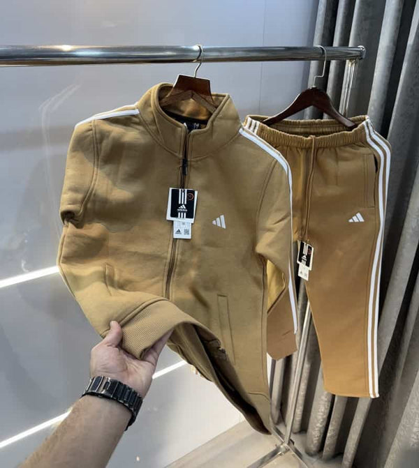 Adida s Beige Embroidery Logo Premium Classic Tracksuit