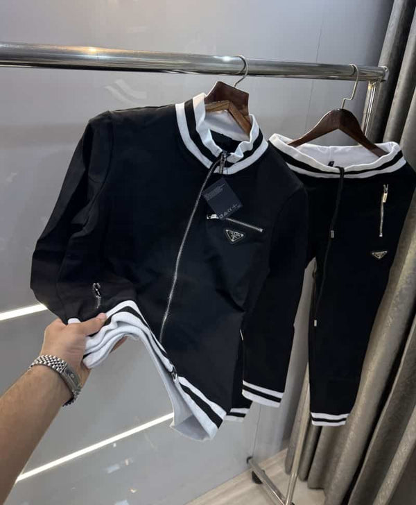 Prad a Milano Black Steel Logo Designer Imported Premium Tracksuit