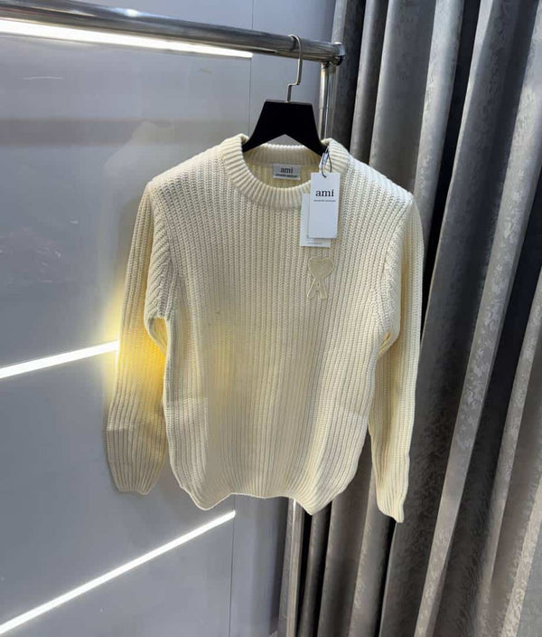 Am i Paris Cream Knitted Ultimate Imported Pull Over