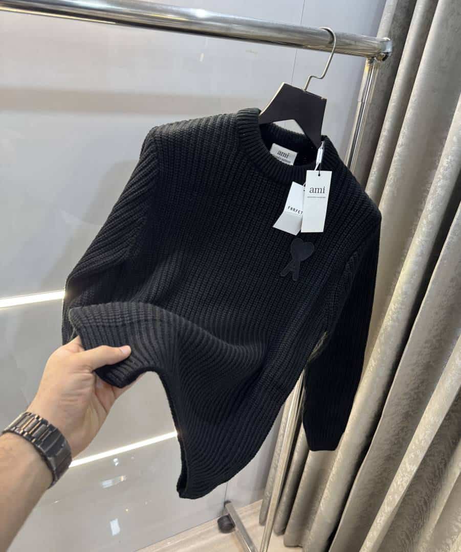 Ami Paris Black Knitted Ultimate Imported Pull Over