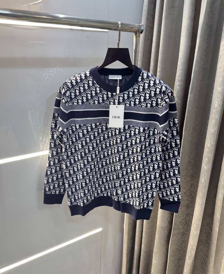 Christian Dio r Blue Knitted Imported Pull Over