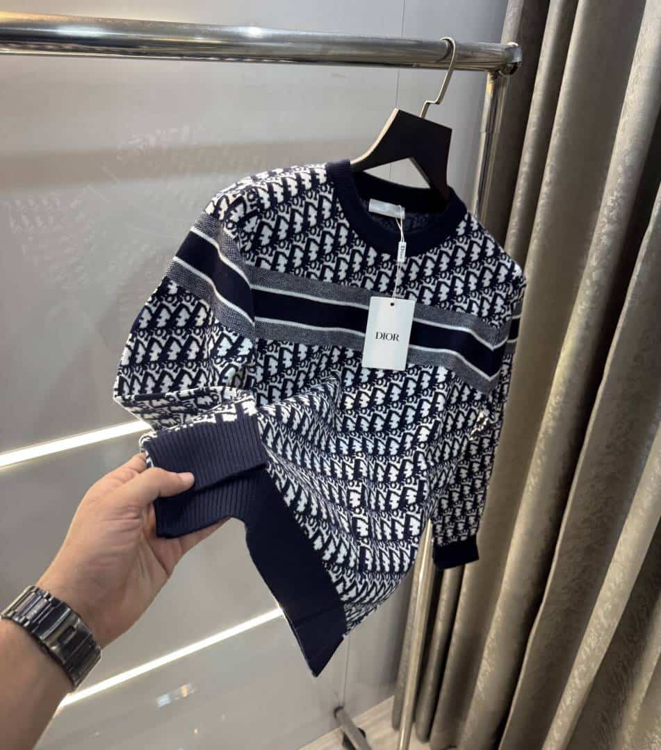 Christian Dio r Blue Knitted Imported Pull Over