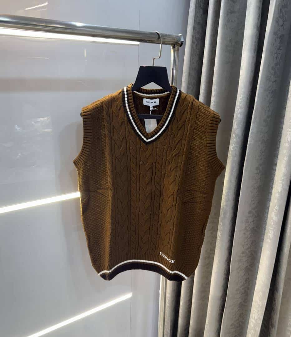 Coac_ h dark brown knitted premium sleeveless pull over Main image