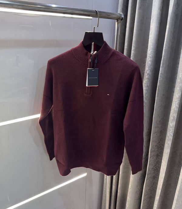 Tomm y Hilfiger Wine Knitted Classic Pull Over