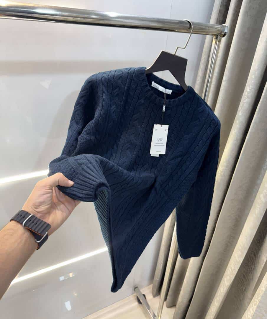 Zar a Navy Blue Knitted Premium Pull Over Main image