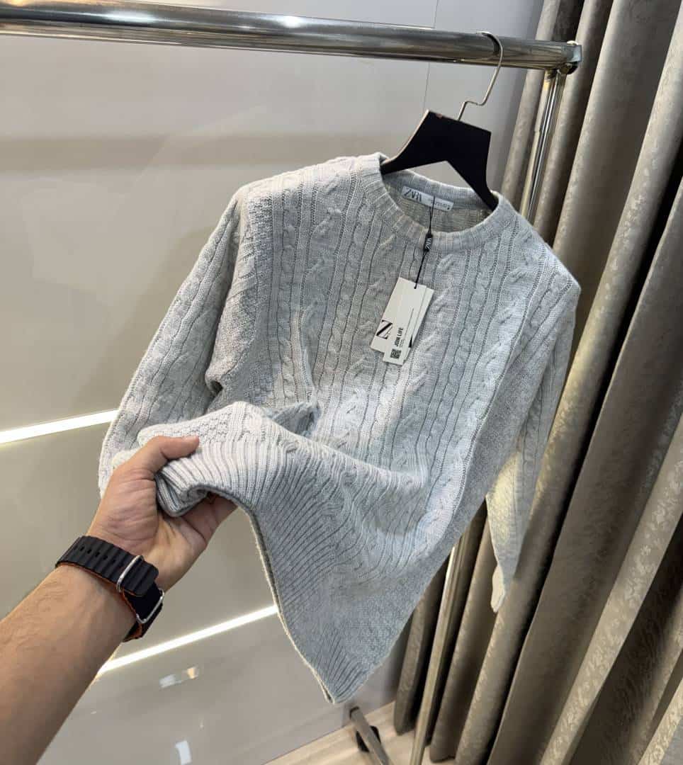 Zar a Light Grey Knitted Premium Pull Over Main image