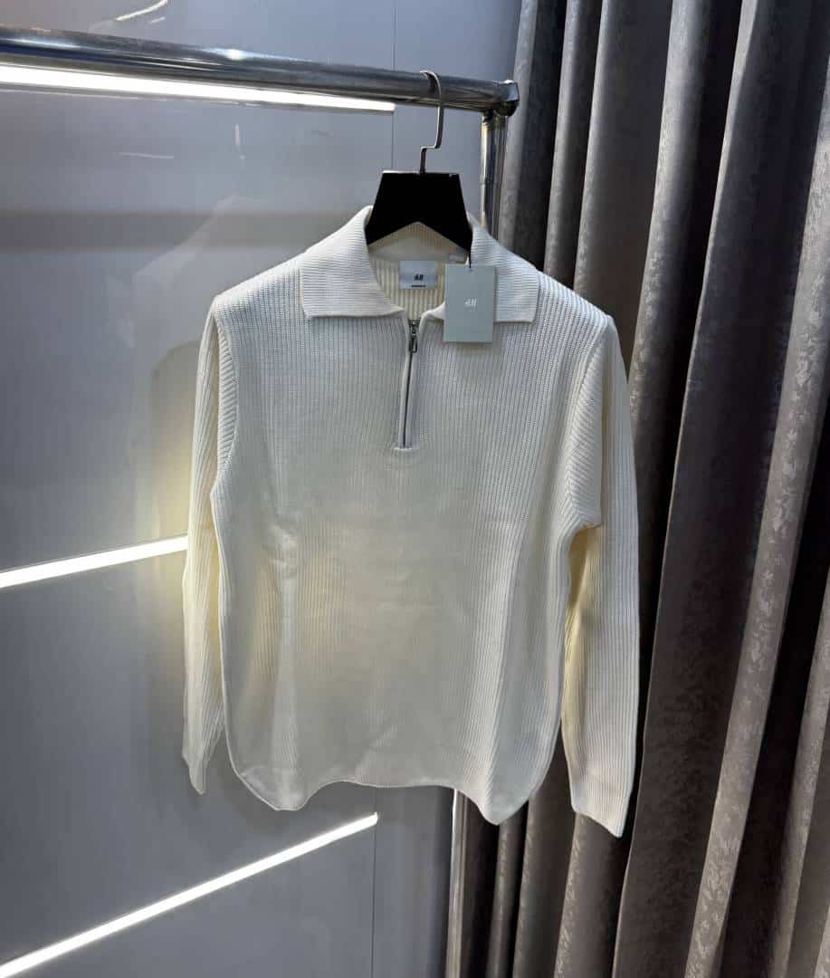 H &M Cream Premium Knitted Classic Pull over