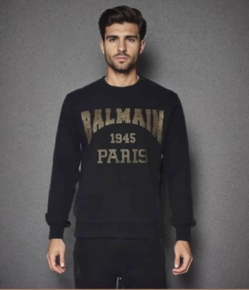 Balmai n Paris Black Logo Print Premium Sweatshirt