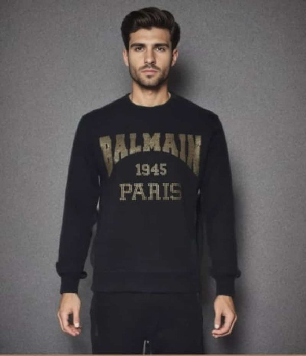 Balmai n Paris Black Logo Print Premium Sweatshirt
