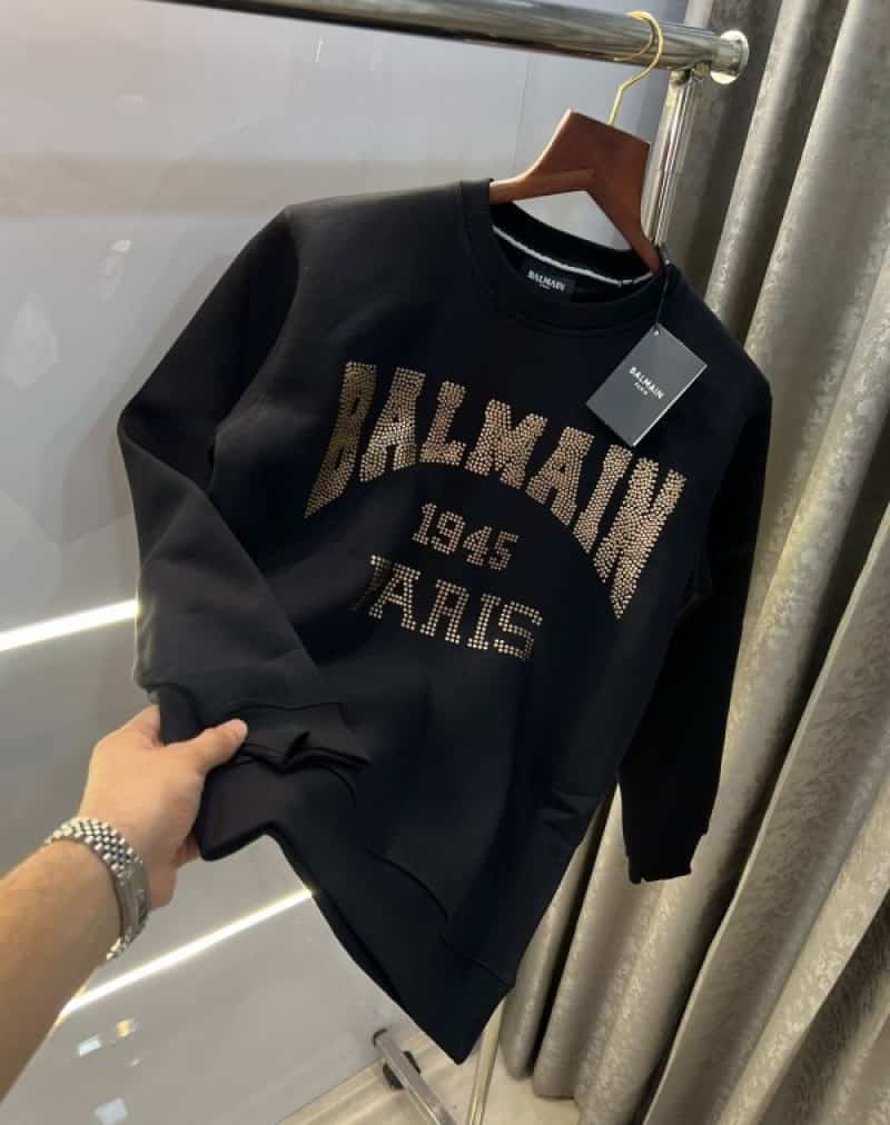 Balmai n Paris Black Logo Print Premium Sweatshirt