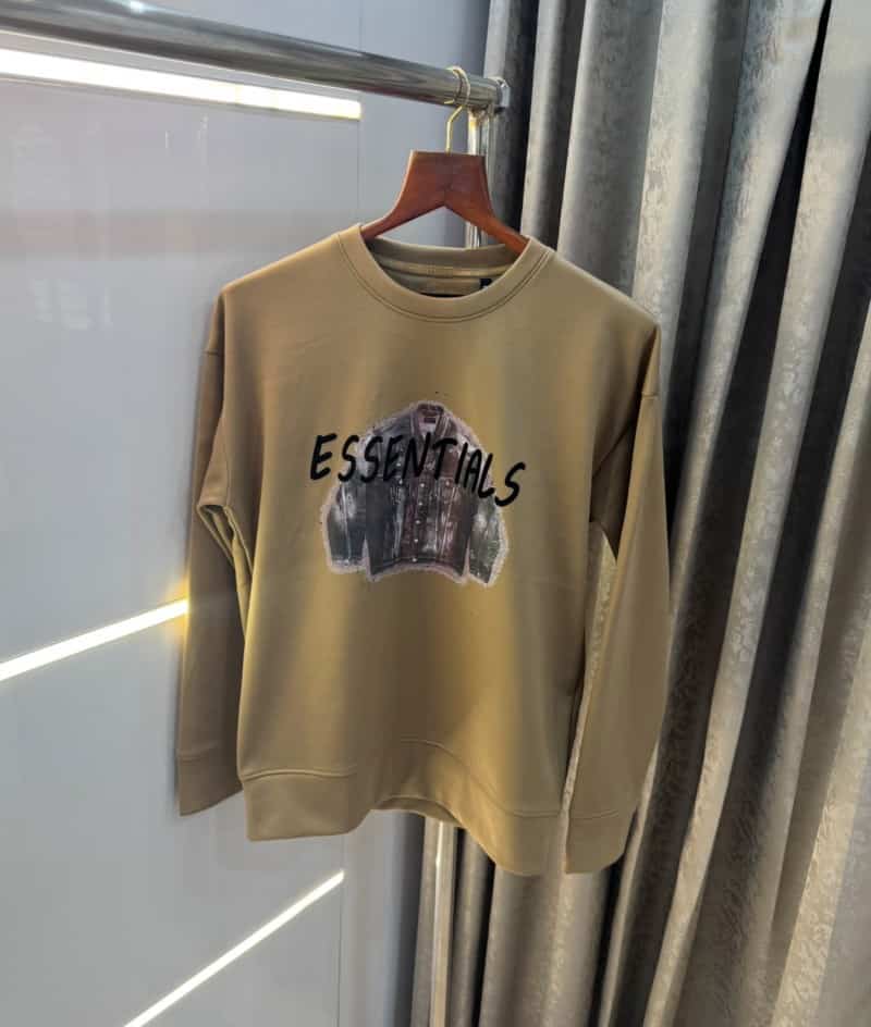 Essentia l Dark Beige Logo Print Imported Premium Sweatshirt Secondary image