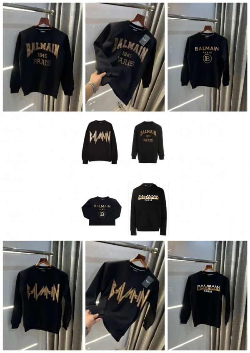 Balmai n Paris Black Logo Print Premium Sweatshirt