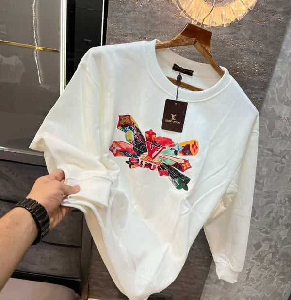 Louis Vuitto n White Logo Print Imported Pull Over