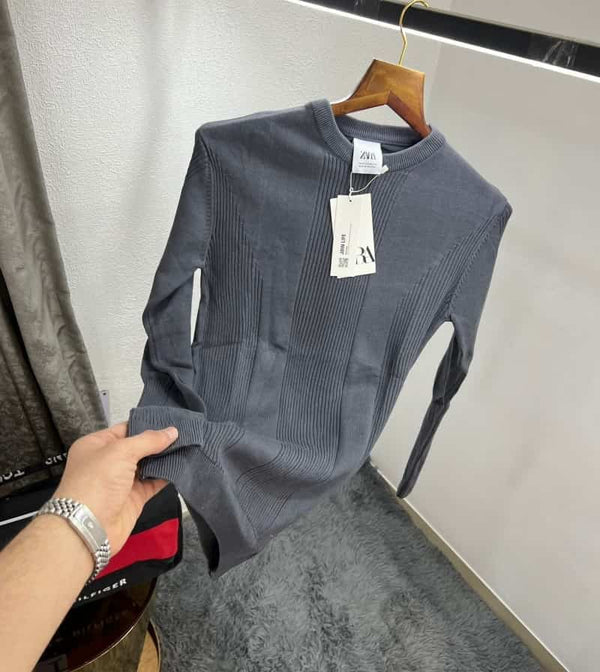 Zar a Dark Grey Knitted Premium Classic Pull Over
