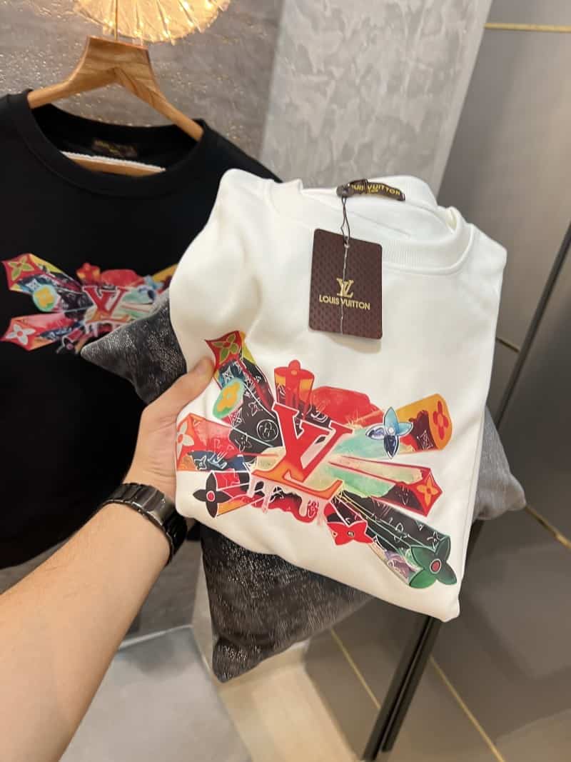 Loui s Vuitton Black Logo Print Imported Pull Over