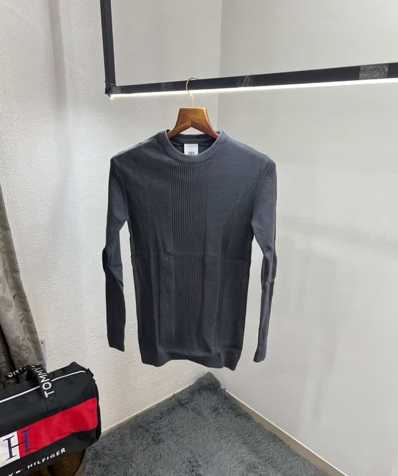 Zar a Dark Grey Knitted Premium Classic Pull Over