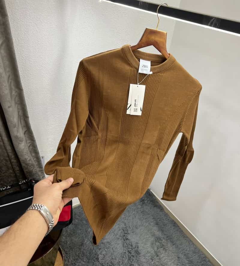 Zar a Brown Knitted Premium Classic Pull Over Main image
