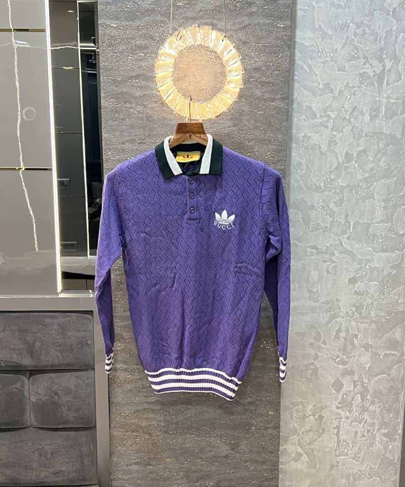 Gucc i Purple Embroidery Logo Imported Knitted Pull Over Main image
