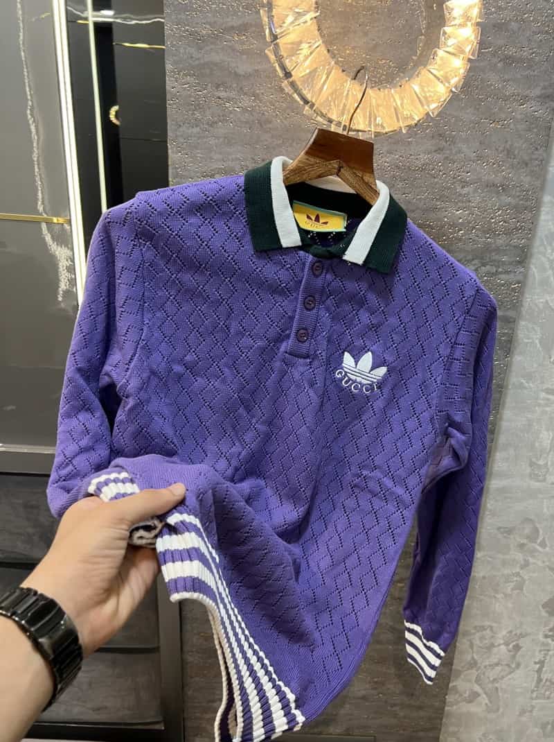 Gucc i Purple Embroidery Logo Imported Knitted Pull Over Secondary image
