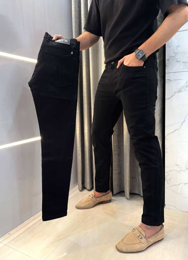 Armani Exchange Black Embroidery Logo Imported Hyperflex Denim Main image