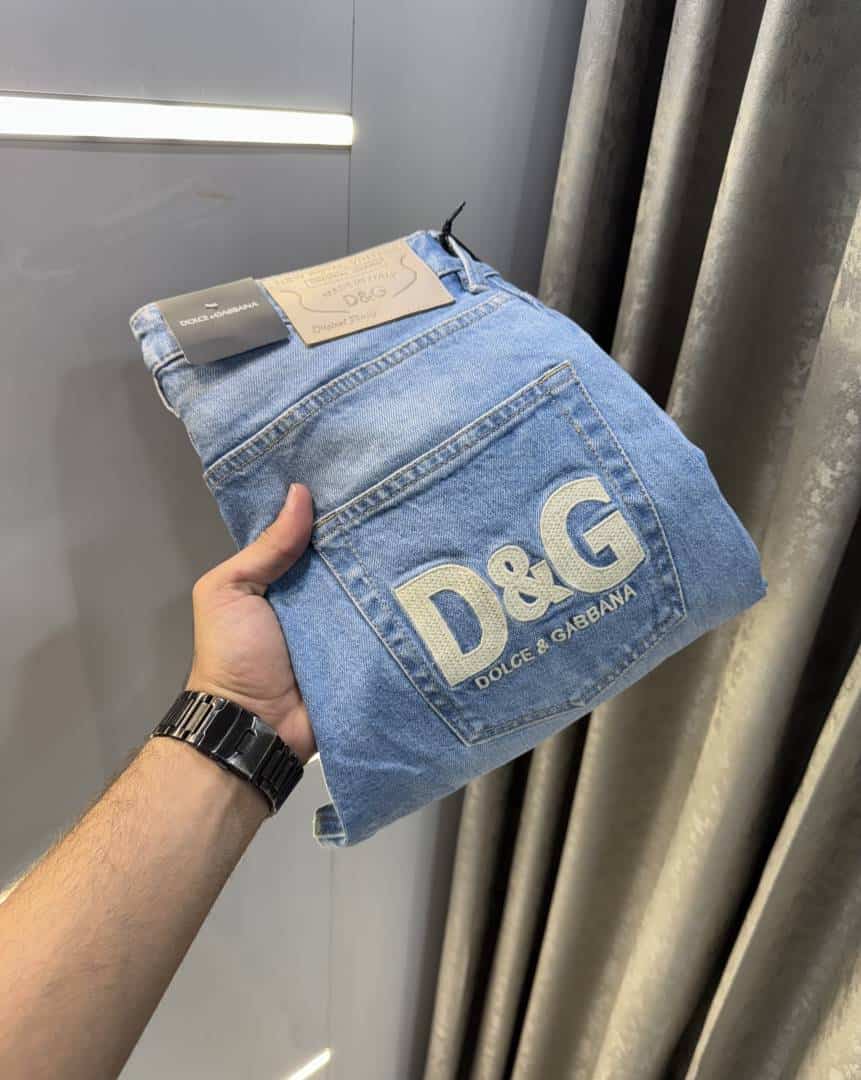 Dolce&Gabban a Sky Blue Embroidery Pocket Logo Imported Hyperflex Denim