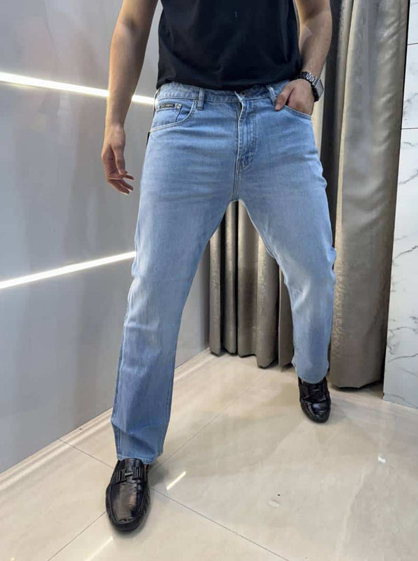 Dolce&Gabban a Sky Blue Embroidery Pocket Logo Imported Hyperflex Denim