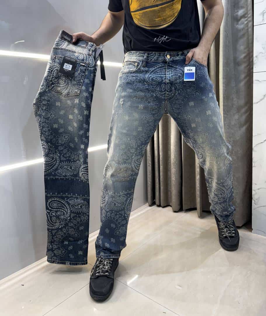 Amir i Greenish All Over Print Imported Designer Denim